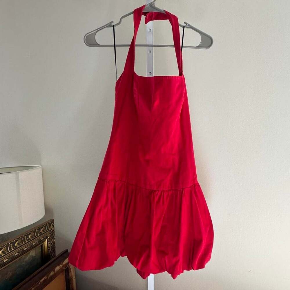 Reforma red halter dress with